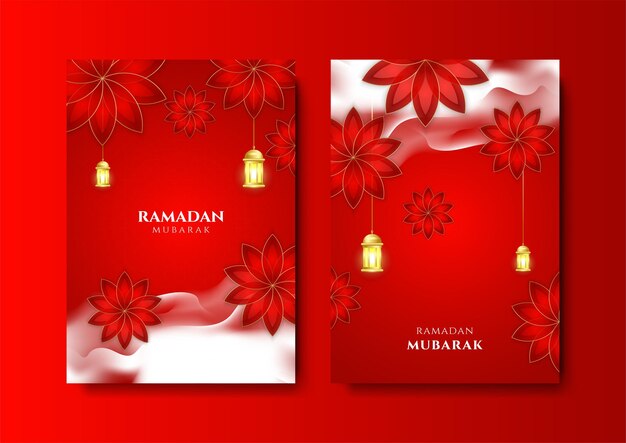 trendy islamic ramadan greeting card and poster background template with mosque lantern pattern and crescent design for iftar invitation ramadhan mubarak kareem vector illustration