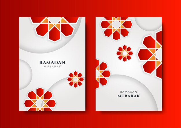 Trendy islamic ramadan greeting card and poster background template with mosque lantern pattern and crescent design for iftar invitation ramadhan mubarak kareem vector illustration