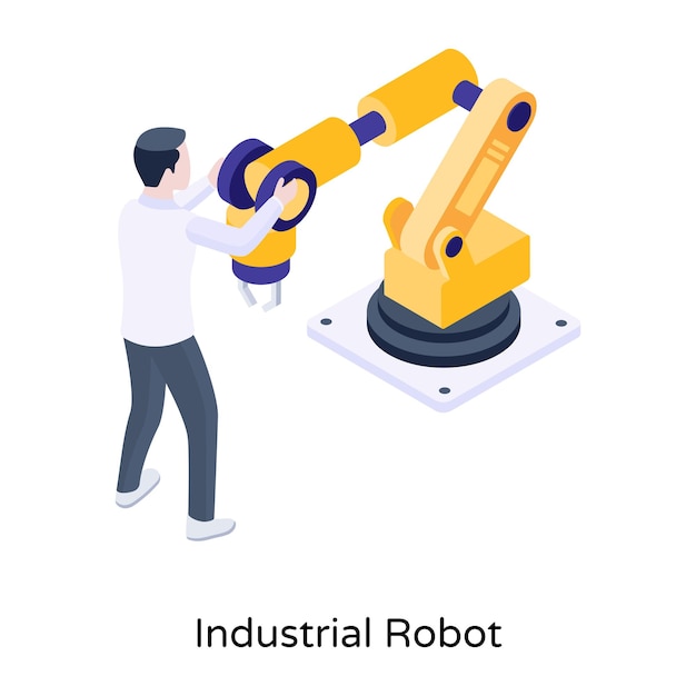 A trendy isometric icon of industrial robot