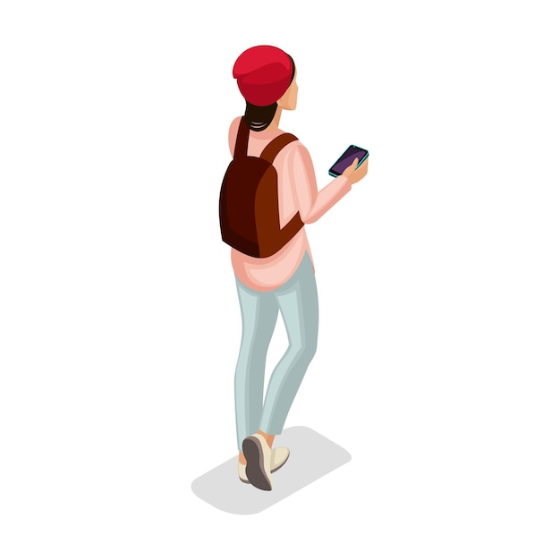 Trendy isometric people teenagers young girl