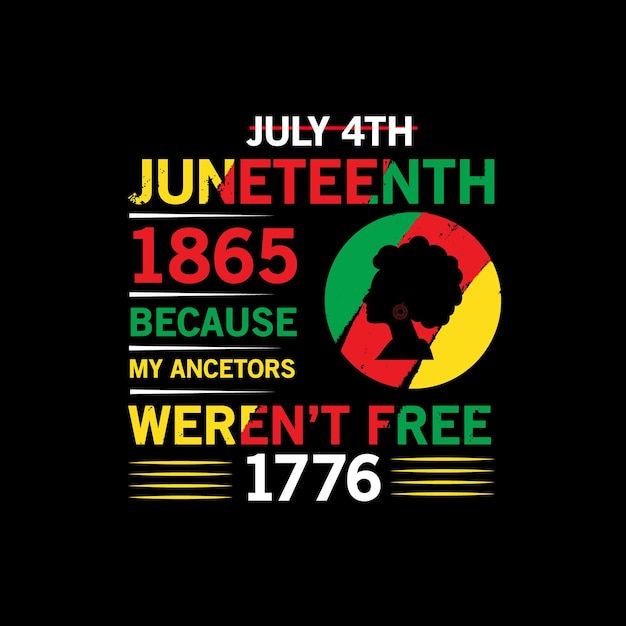 트렌디한 Juneteenth 타이포그래피 및 그래픽 티셔츠 디자인