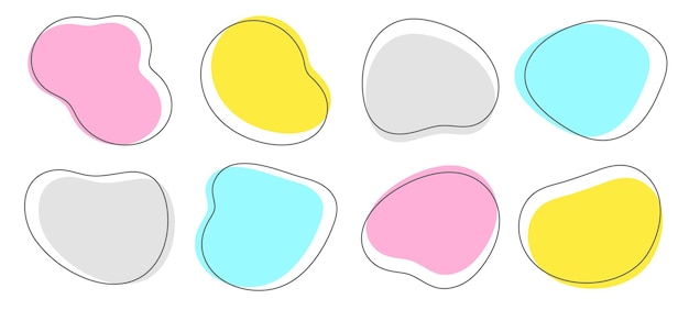 Trendy kleur vloeibare vormen set Organische amoeba ronde vlek vorm