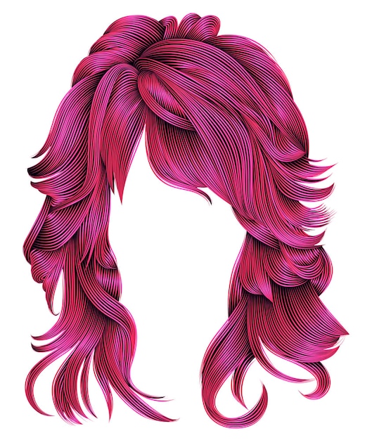 Vector trendy krullend rood haar. realistische 3d. bolvormig kapsel. mode.