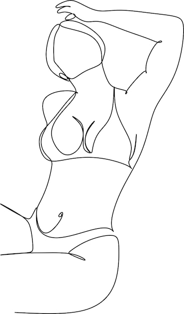 Vector trendy line art woman body