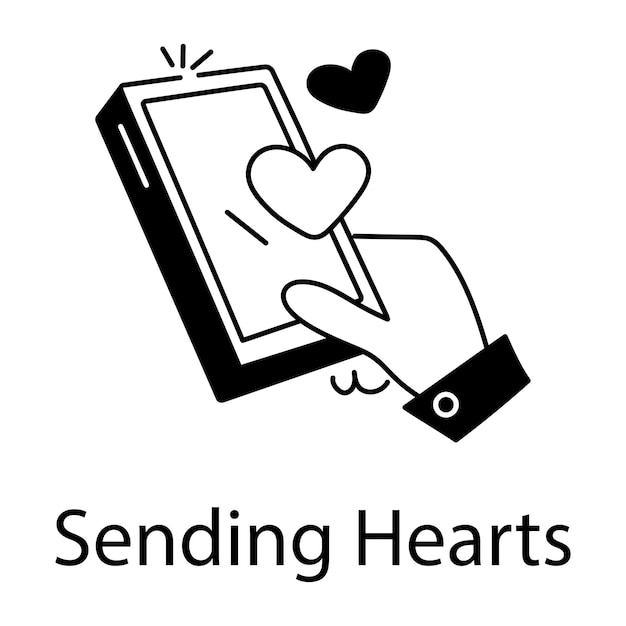 Trendy linear icon of sending hearts