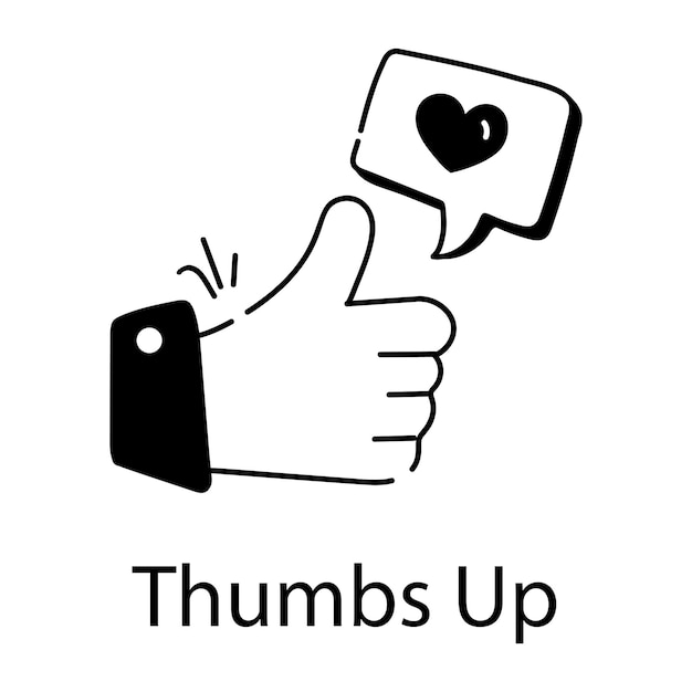 Vector trendy linear icon of thumbs up gesture