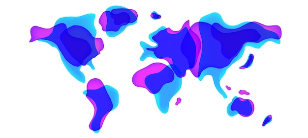 ベクターで流動的な液体形の世界地図