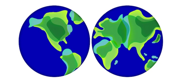 Mappa del mondo a forma di liquido alla moda nel vettore