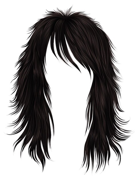 Vector trendy long hairs brown colors.realistic 3d