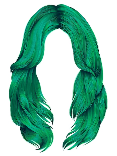 Vector trendy long hairs colors.realistic 3d