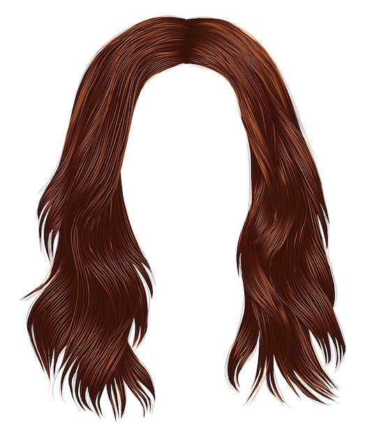 Vector trendy long hairs red colors.
 realistic 3d