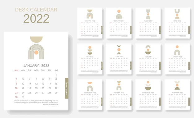 Trendy midcentury bureaukalender 2022