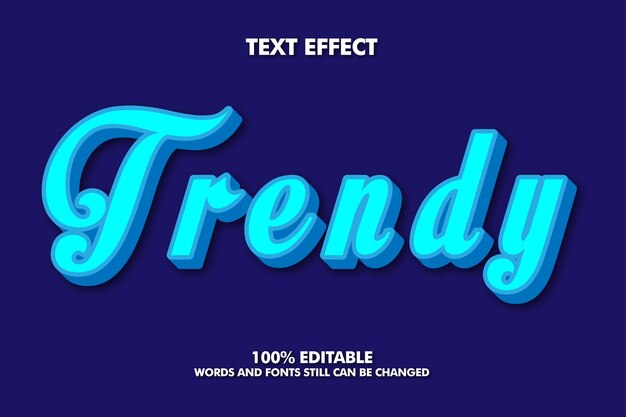 Trendy Modern bold 3d typography fancy cartoon editable text effect