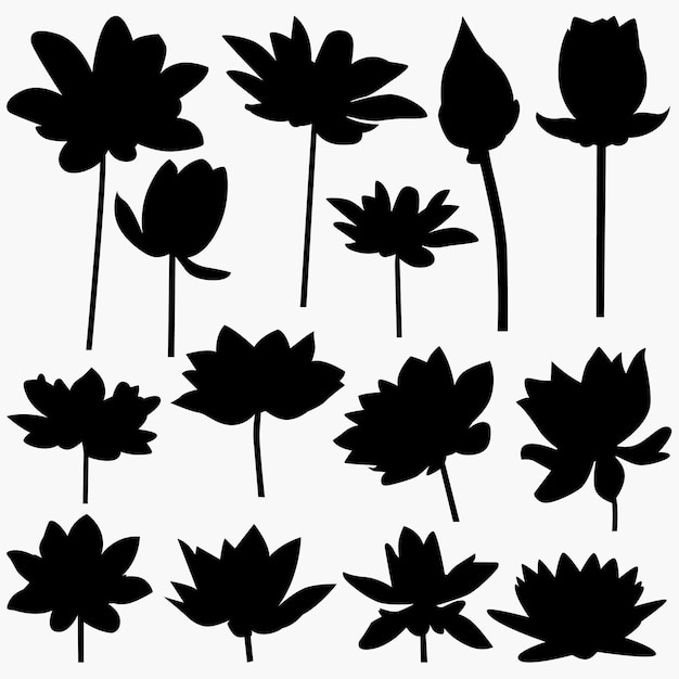 Trendy modern silhouettes lotus flower