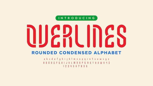 Trendy moderne afgeronde weergave alfabet stijlvolle typografie alfabet a tot z en nummer