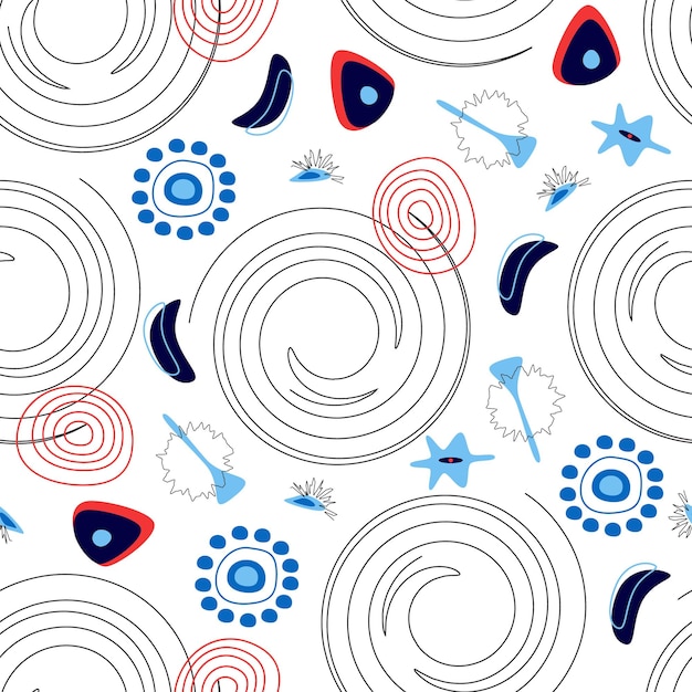 Trendy naadloze Memphis-stijl met geometrische patroon vectorillustratie met geometrische vormen Heldere kleuren