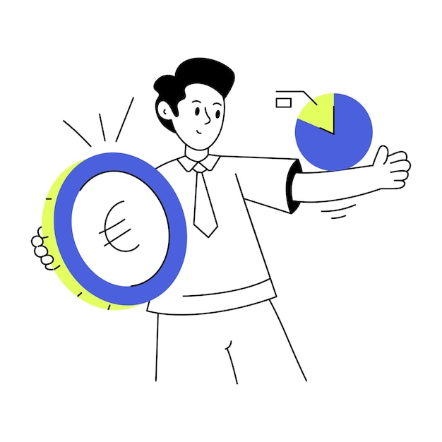 Trendy outline illustration of financial analysis