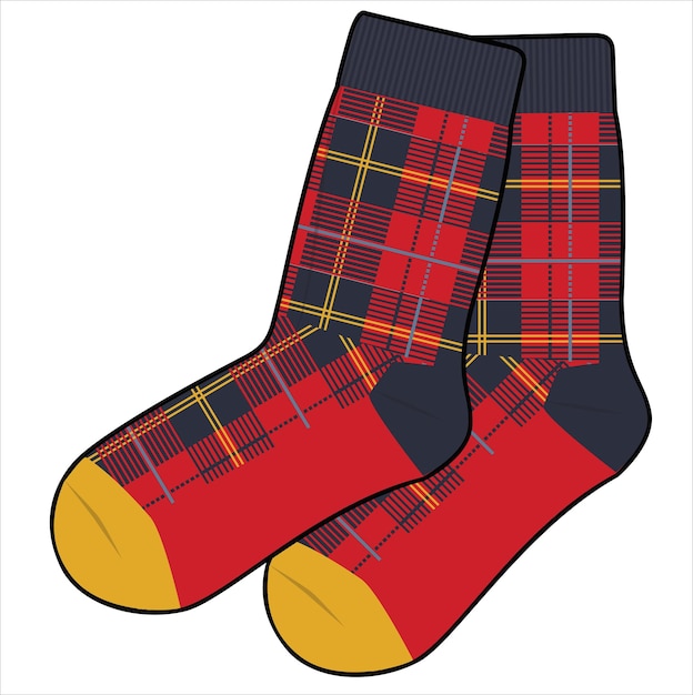 TRENDY PAAR SOKKEN MET TARTAN PATROON VECTOR