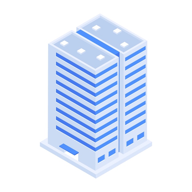 Trendy Pack of Commercial Buildings Isometric Icons