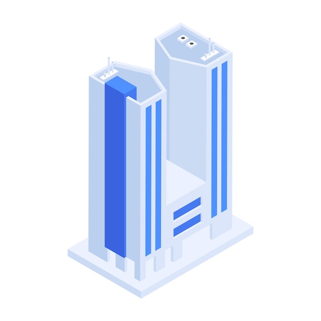 Trendy Pack of Commercial Buildings Isometric Icons