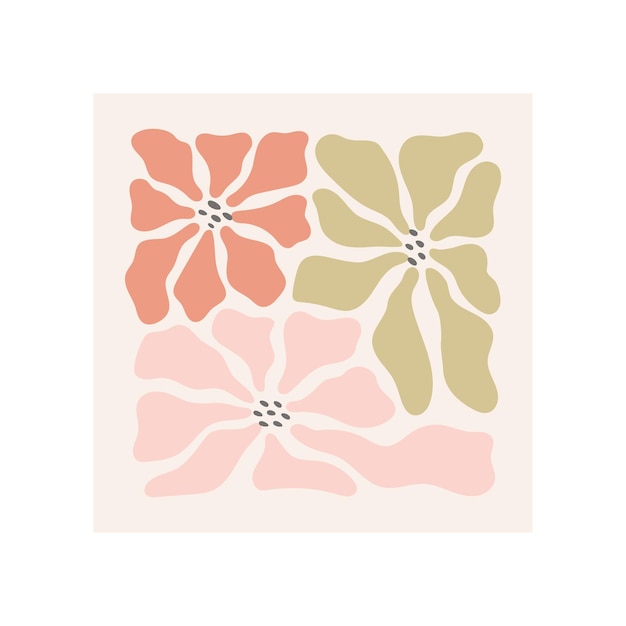 Модный пастельный цвет современный минимальный настенный искусство плакат шаблон карты Бохо стиль волнистый ромашка маргаритка абстрактные цветы композиции набор