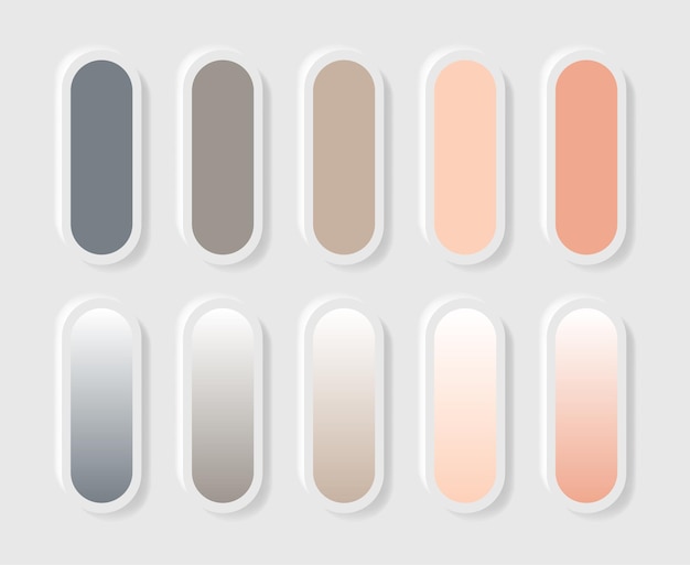 Vector trendy pastel colour guide palette catalogue and gradient shade in neomorphism buttons style