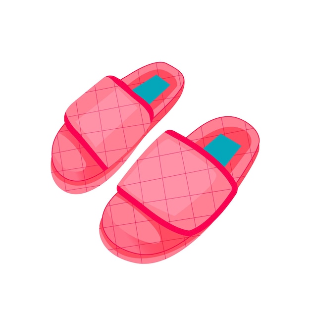 Vector trendy pink slippers of female isolated on white background slippers for fashion and design