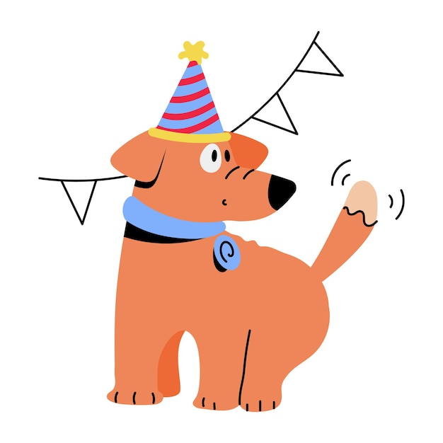 Trendy platte illustratie van een puppy verjaardag