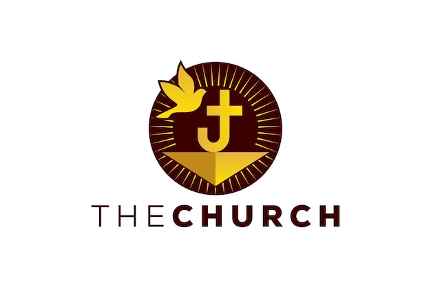 Trendy and Professional letter J church sign Christian and peaceful vector logo