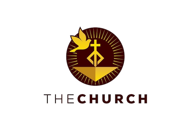 Alla moda e professionale lettera m segno della chiesa logo vettoriale cristiano e pacifico