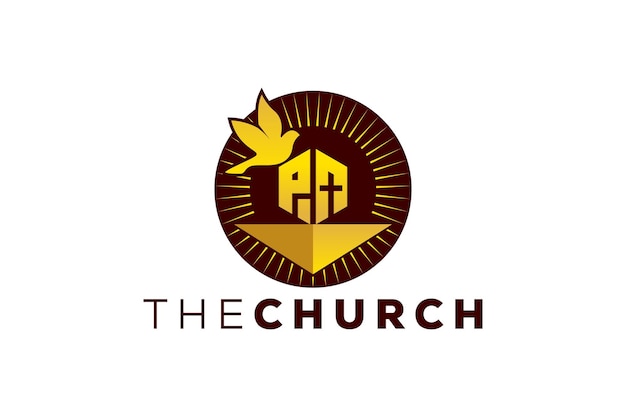 Trendy and Professional letter P church sign Christian and peaceful vector logo