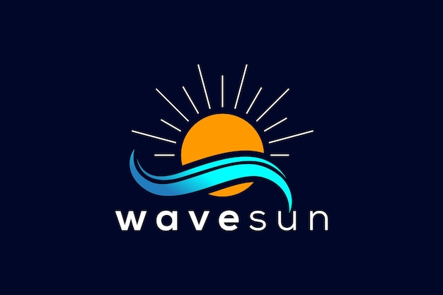 Trendy Professional sun and wave logo design vector template