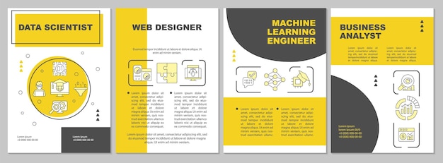 Vector trendy professions yellow brochure template