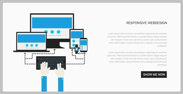 Trendy responsive webdesign technologie pagina ontwerpsjabloon