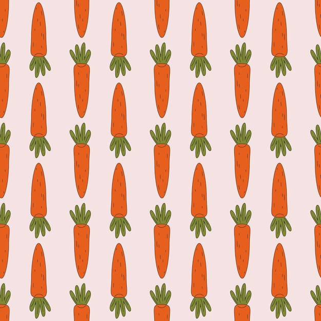 Vector trendy retro carrot seamless pattern cartoon style