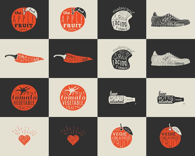 Vector trendy retro vintage insignias bundle