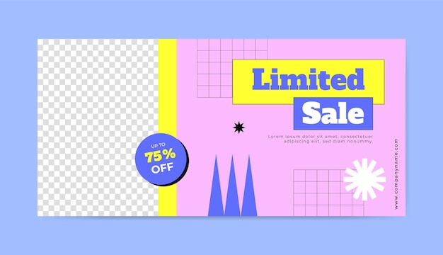 Trendy sale banner template in y2k style flat vector design template