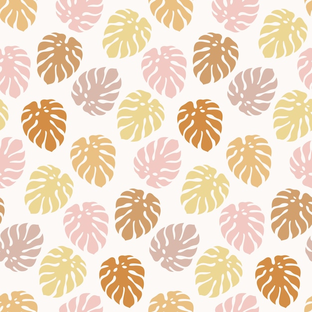 Vector trendy seamless pattern with monstera leaves