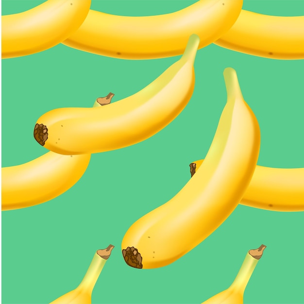 Trendy seamless pattern with realistic banana bunch vector realistic illustration