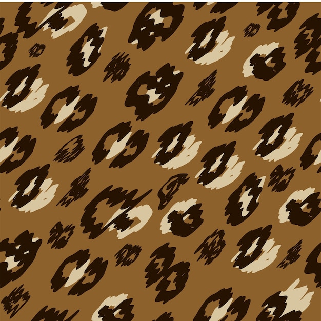 Vector trendy seamless safari pattern in natural green and brown tones abstract animal shapes