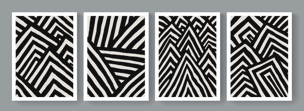 Set alla moda di poster moderni geometrici minimalisti della metà del secolo. sfondi astratti stile boho.