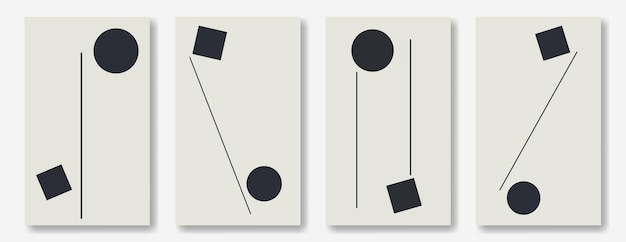 Vector trendy set of vertical monochrome backgrounds with simple geometric shapes collection of modern minimalist art abstract posters