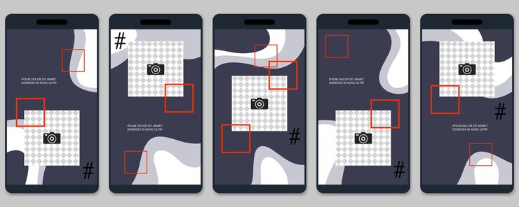 Vector trendy social network stories editable vector templates collection