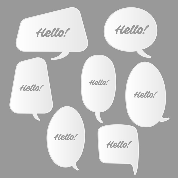 Vector trendy speech bubbles set in flat design with messages