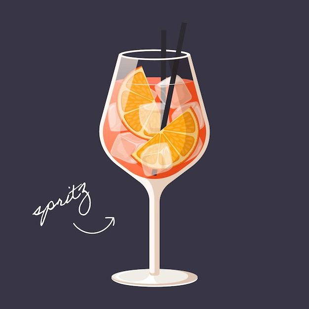 Модный коктейль Spritz Veneziano изолирован на черном фоне
