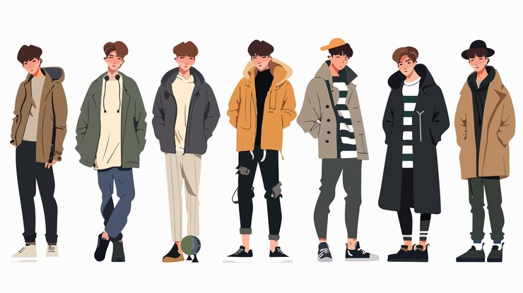 Vector トレンディストリートファッション 男の子を探す スタイリッシュに都市服を着た若い男性