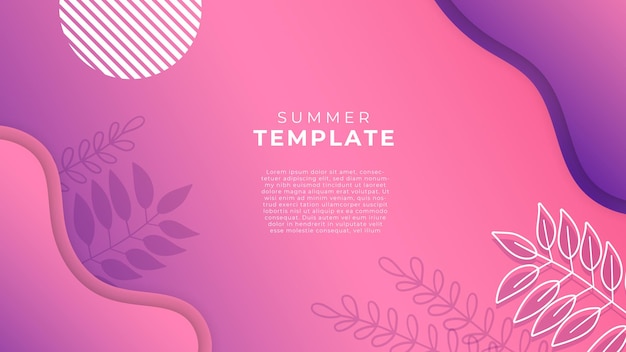 Trendy summer colorful abstract art templates with floral leaves and geometric elements.  