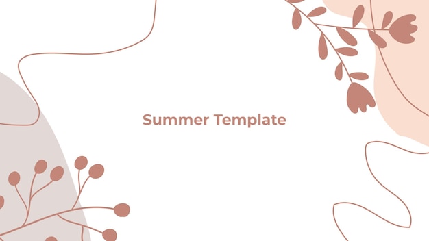 Trendy summer colorful abstract art templates with floral leaves and geometric elements.  