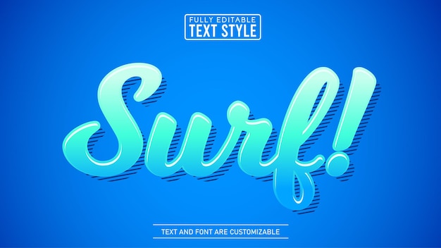 Trendy surf topical sea editable text effect