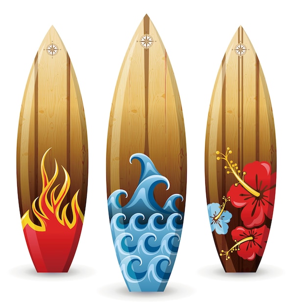 trendy surfing strand illustratie